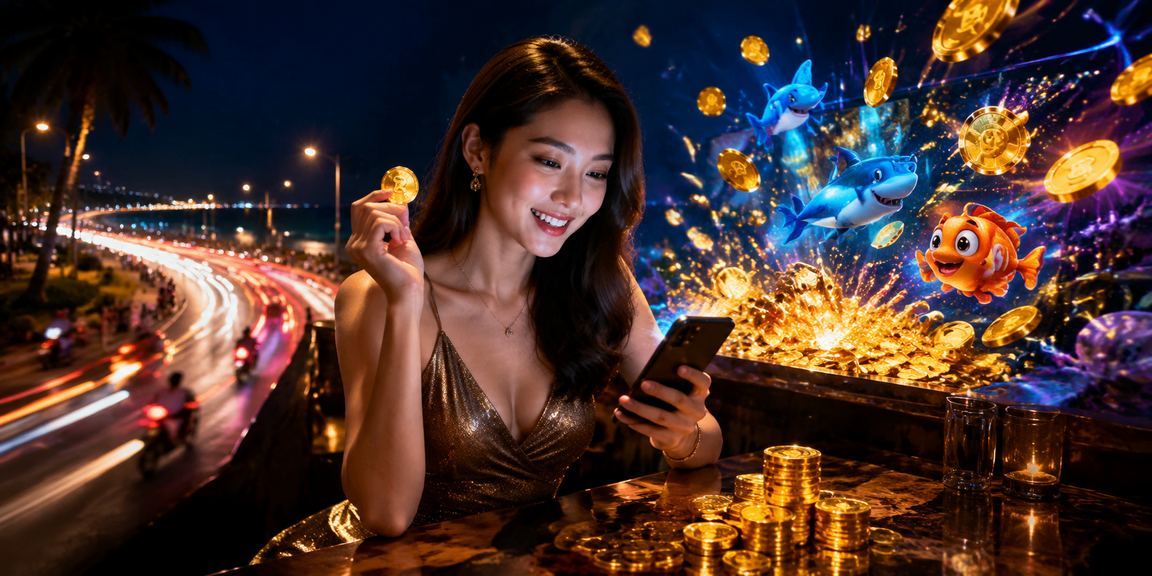 Người dùng trải nghiệm casino di động trên bãi biển Mũi Né Việt Nam